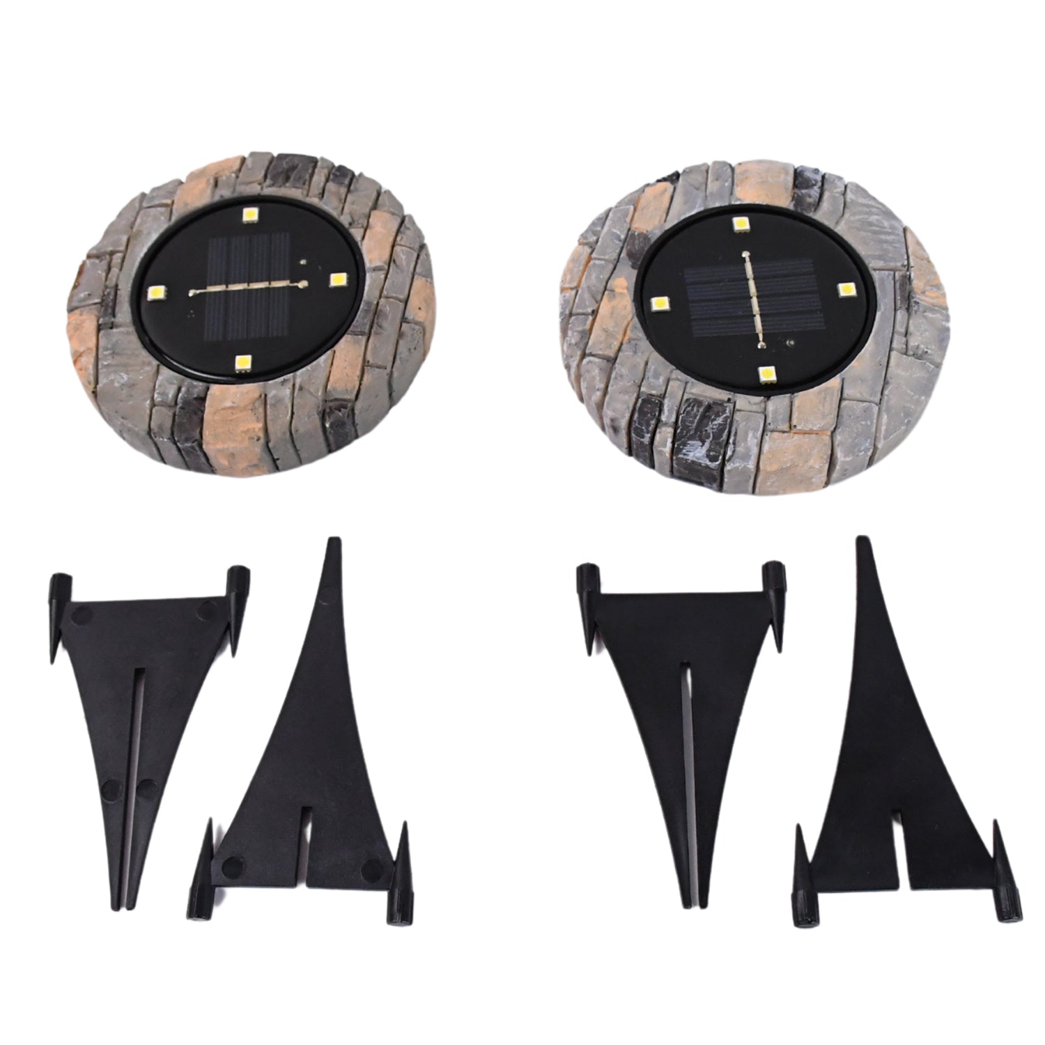 Disk Lights Slate  Heavy Duty Outdoor Solar Pathway Lights  4 Led (2 Pc) Disk Lights Slate  Heavy Duty Outdoor Solar Pathway Lights  4 Led (2 Pc)